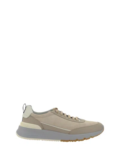 Brunello Cucinelli Leather Sneakers In Beige