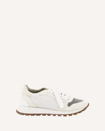 Brunello Cucinelli Women Precious Toe Sneakers In Suede And Techno Fabric In Multi