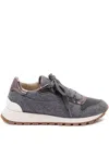 Brunello Cucinelli Runners In Techno Fabric And Calfskin With Precious Trim