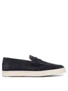 Brunello Cucinelli Suede Moccasin-style Sneakers With Diamond Cut Mask In Blue