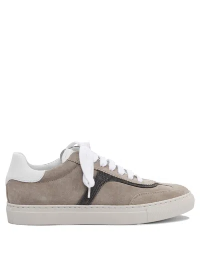 Brunello Cucinelli Suede Calf Sneakers In Grey In Gray