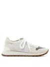 Brunello Cucinelli White Lace Velour Sneakers In White