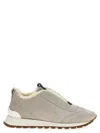 Brunello Cucinelli Monili Chain-detail Suede Sneakers In Beige