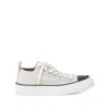 Brunello Cucinelli White Low Top Sneaker With Tab On The Heel In Beige