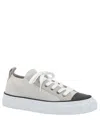 Brunello Cucinelli White Low Top Sneaker With Tab On The Heel In Beige