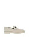 Brunello Cucinelli Beaded Strap Loafers Block Sole In Beige