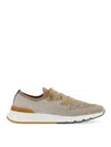 Brunello Cucinelli Mesh-panel Lace-up Sneakers In Beige