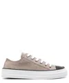 Brunello Cucinelli Taupe Seude Slip On Sneaker In Neutral