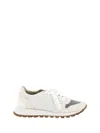 Brunello Cucinelli Women Precious Toe Sneakers In Suede And Techno Fabric In Bianco