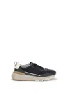 Brunello Cucinelli Suede And Smooth Material Flat Shoes With Contrasting Sole In Black