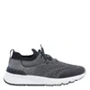 Brunello Cucinelli Runners In Techno Cotton Knit With Termonastrature Shoes In Blue