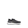 Brunello Cucinelli Men Techno Cotton Knit Runners With Heat Shrink In Black