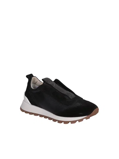 Brunello Cucinelli Monili-embellished Slip-on Sneakers In Black