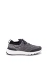 Brunello Cucinelli Runners In Techno Cotton Knit With Termonastrature Shoes In Blue
