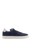 Brunello Cucinelli Suede Low-top Sneakers In Blue