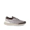 Brunello Cucinelli Men Techno Cotton Knit Sneakers Runners In Brown