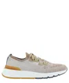 Brunello Cucinelli Mesh-panel Lace-up Sneakers In Brown