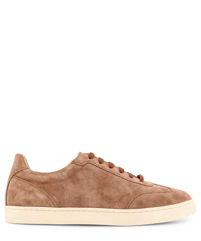 Brunello Cucinelli Coda Di Rondine Suede Trainers In Brown