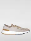 Brunello Cucinelli Mesh-panel Lace-up Sneakers In 米色