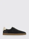 Brunello Cucinelli Mens Navy Foiled-logo Suede Low-top Trainers Eur 42 / 8 Uk In Blue