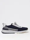 Brunello Cucinelli Man Sneakers Midnight Blue Size 9 Leather In Blue