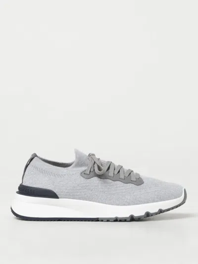 Brunello Cucinelli Grey Cotton Sneakers In Gray