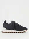 Brunello Cucinelli Knit Suede Trainer Sneakers In 蓝色