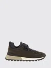 Brunello Cucinelli Suede Flannel Microsole Runner Sneakers With Monili Pull Tab In Brown