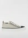 Brunello Cucinelli White Low Top Sneaker With Tab On The Heel In Dove Grey