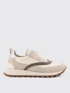 Brunello Cucinelli Low-top Suede And Nylon Sneakers With Monili Details In Grau
