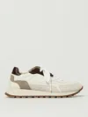 Brunello Cucinelli Leather Sneakers Featuring Padded Ankle And Rubber Sole In White