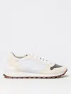 Brunello Cucinelli White Lace Velour Sneakers In Weiss