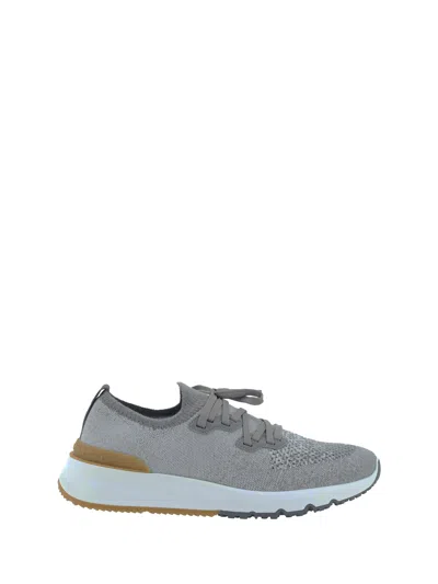 Brunello Cucinelli Knit Sneakers In Grey