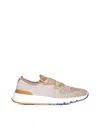 Brunello Cucinelli Mesh-panel Lace-up Sneakers In Beige