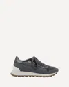 Brunello Cucinelli Dark Grey Leather Sneakers In Gray