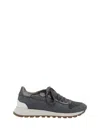 Brunello Cucinelli Dark Grey Leather Sneakers In Gray