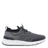 Brunello Cucinelli Men Techno Cotton Knit Runners With Heat Shrink In Gray