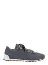 Brunello Cucinelli Wool And Leather Sneakers In Gray