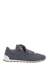 Brunello Cucinelli Women Low-top Wool Flannel Sneakers With Leather Profiles In Gray