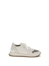 Brunello Cucinelli Women Precious Toe Sneakers In Suede And Techno Fabric In Gray