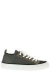 Brunello Cucinelli Monili Embellished Paneled Sneakers In Gray