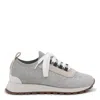 Brunello Cucinelli Light Grey Textile Sneakers In Grey