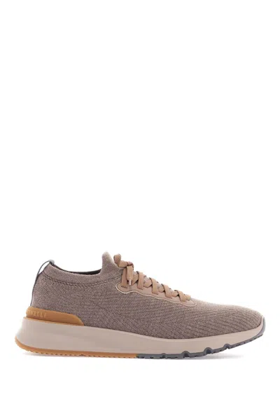 Brunello Cucinelli Knitted-upper Sneakers In Beige