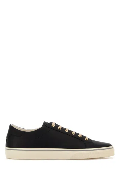 Brunello Cucinelli Leather Sneakers Round Toe Low Profile In Black