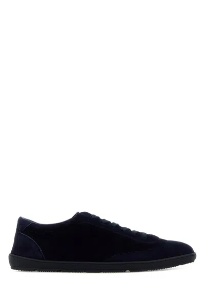 Brunello Cucinelli Sneakers In Pelle Scamosciata Blu Notte  Uomo In Black