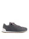 Brunello Cucinelli Women Low-top Wool Flannel Sneakers With Leather Profiles In Gray