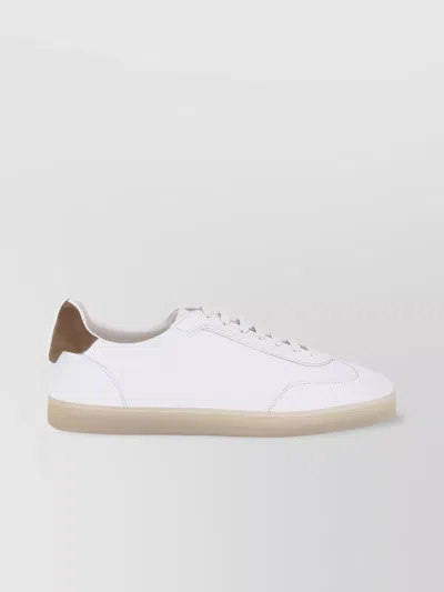 Brunello Cucinelli Sneakers Leather Contrast Heel In White