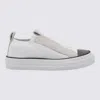 Brunello Cucinelli Slip-on White Sneakers With Silver Monile Detailing In White