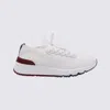 Brunello Cucinelli Cotton Knit And Semi-polished Calfskin Runner Sneakers Shoes In Neutral