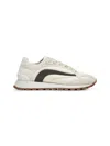 Brunello Cucinelli Panelled White Sneakers With Branded Details In Neutral